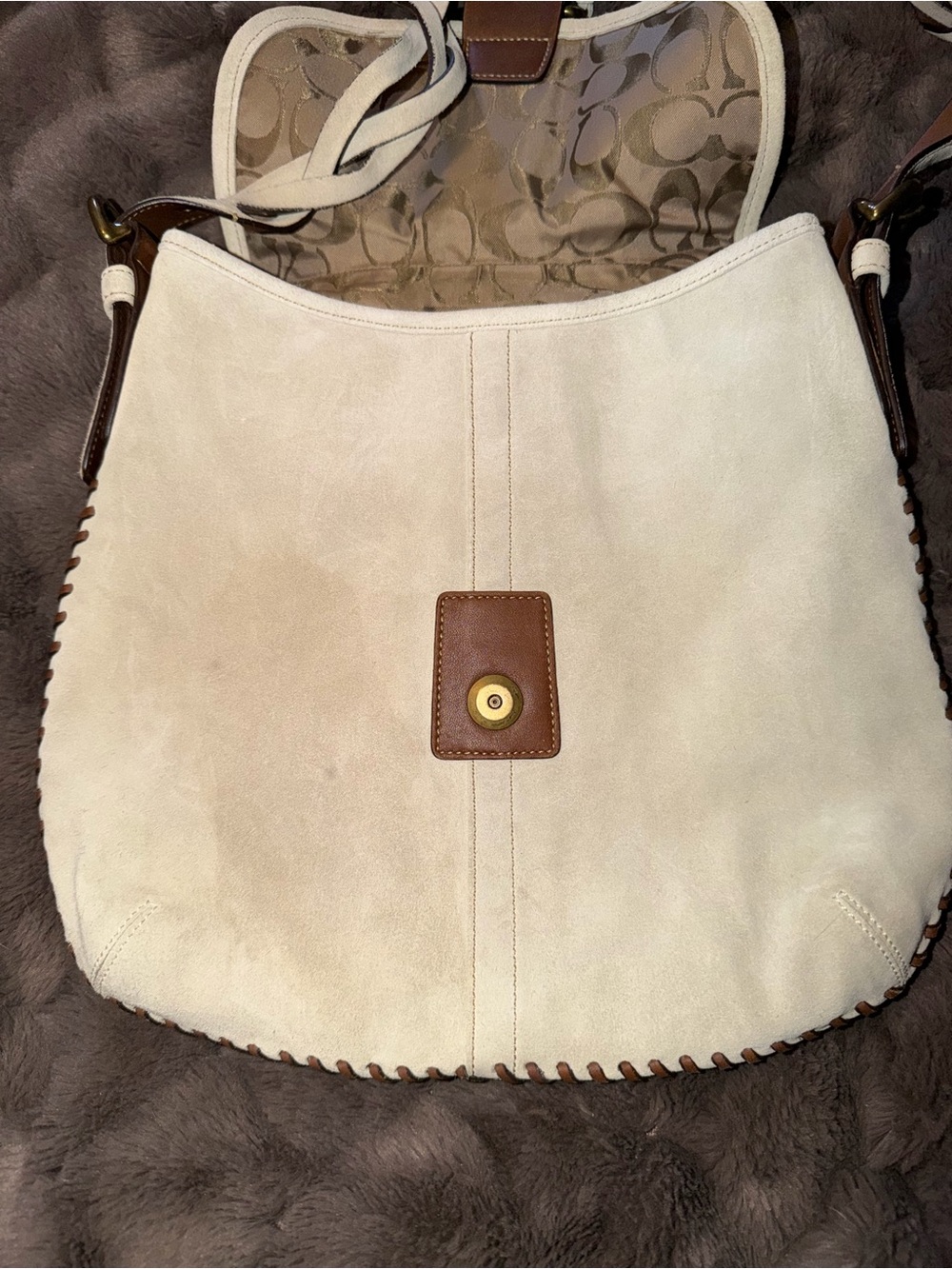 Cream Fringe 9484 Legacy Suede Shoulder Bag with Braided Strap - Picture 2 of 8